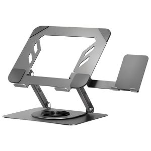 Ergonomic 360 Degree Rotating Carbon Steel Laptop Stand with Phone Holder